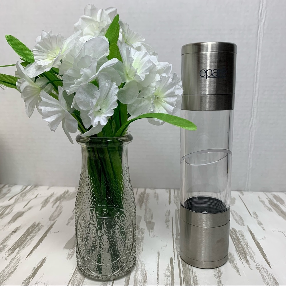 Epare’ Salt & Pepper 2 in 1 Grinder Stainless&Acrylic Ceramic Grinder Dust Cover